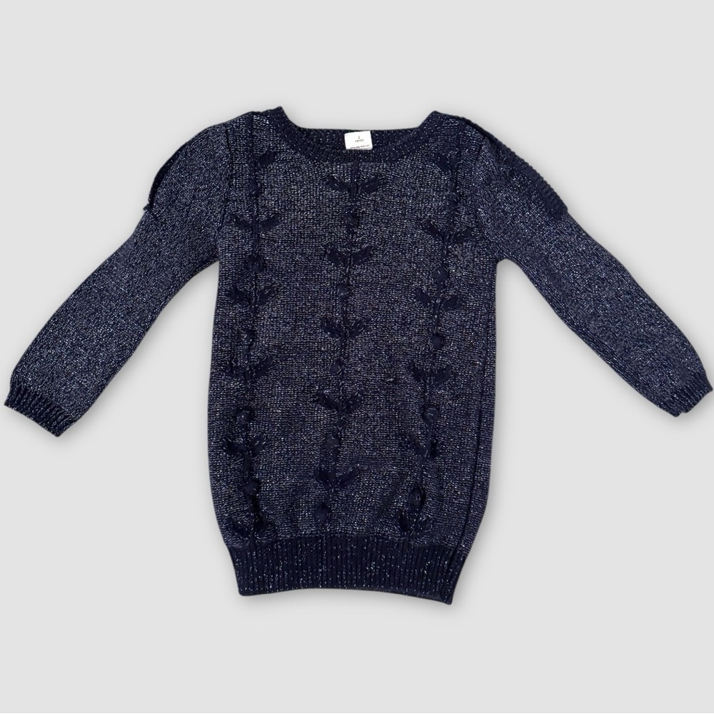 Egg by Susan Lazar Navy Metallic Shimmer Sweater Dress, 3 years, EUC